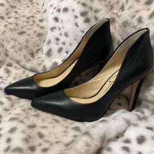 Jessica Simpson black leather stiletto. Size 5 1/2.